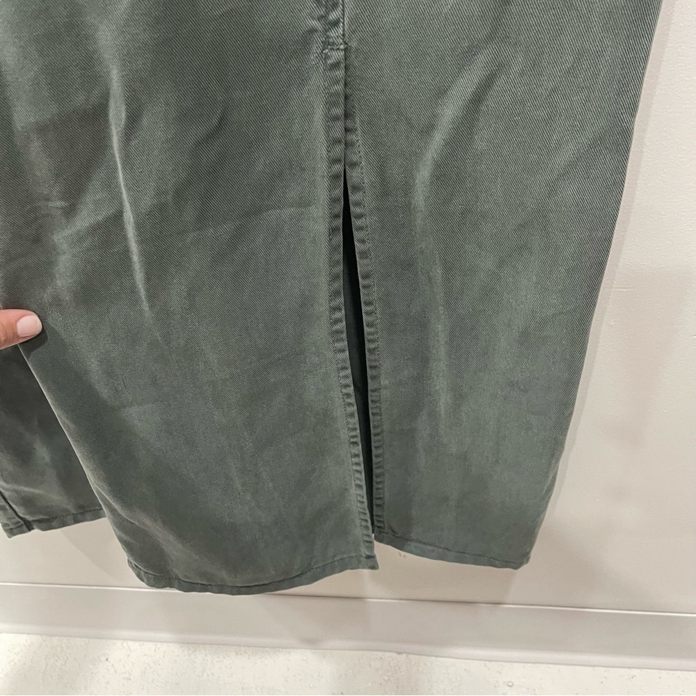 Action Wear USA Military Green Midi Dress Side Slit Small Button Front - Picture 6 of 9
